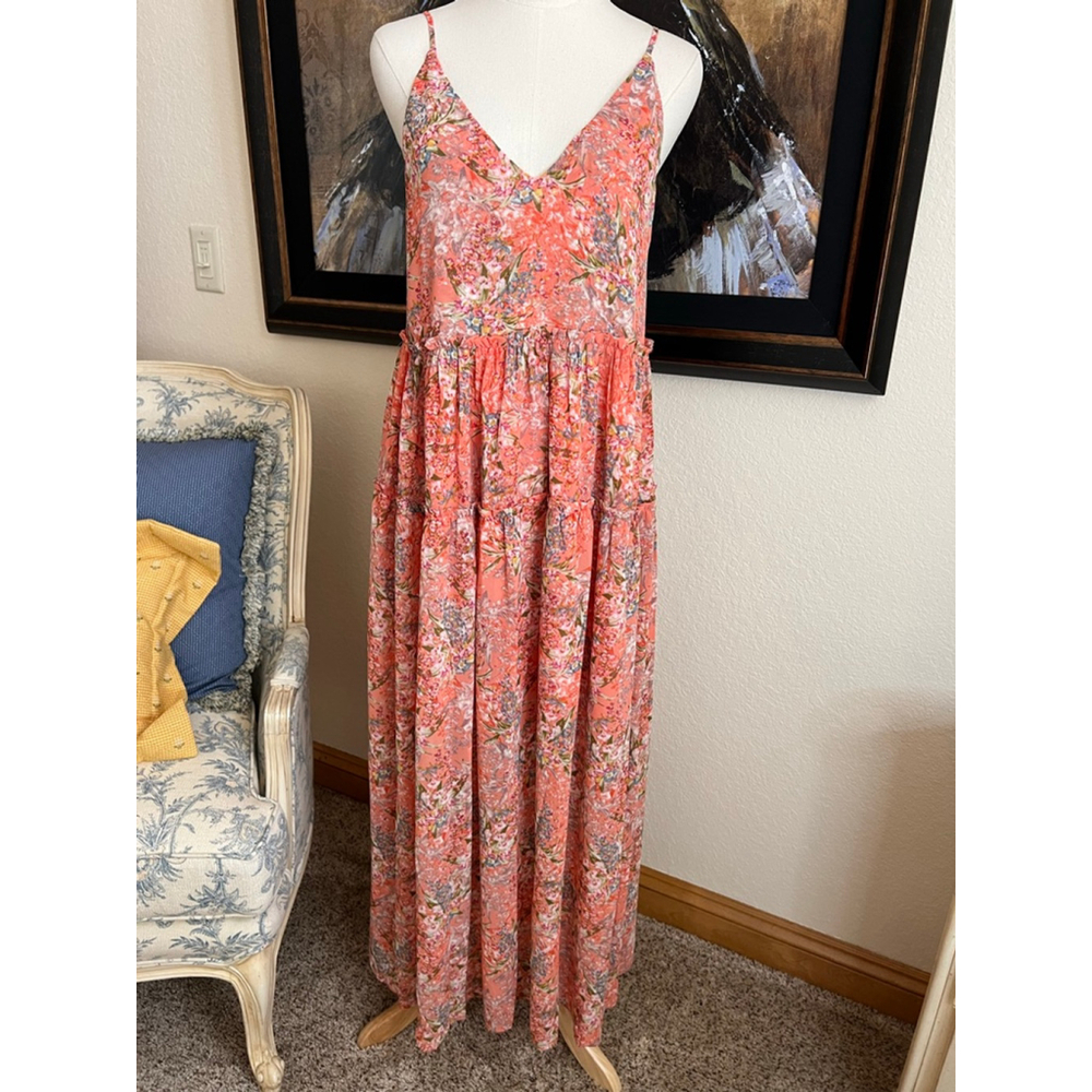 Women's LaBiz Coral Floral Maxi Dress S